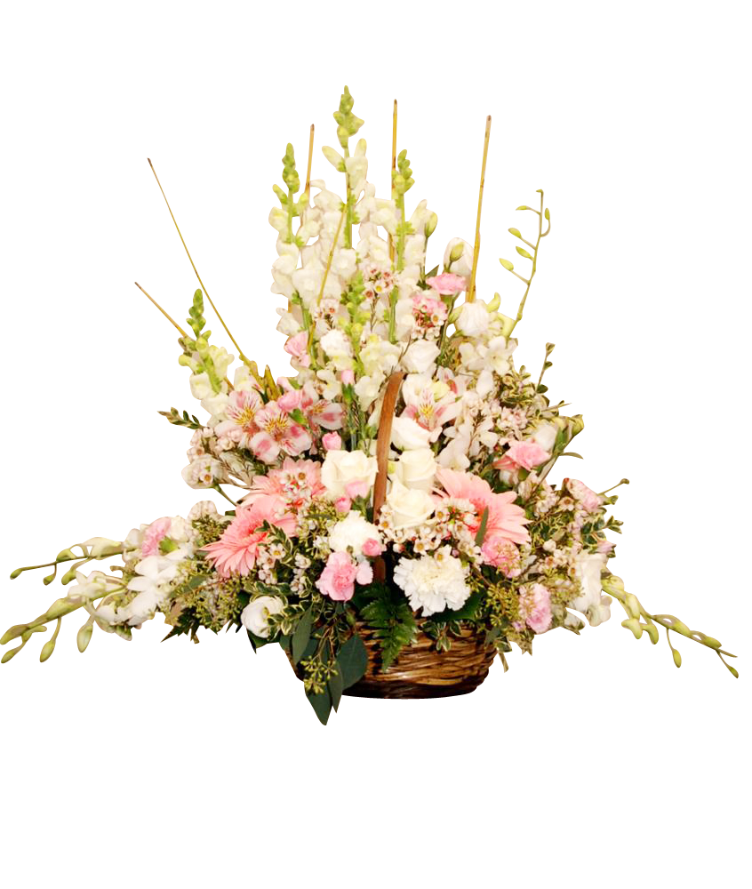 7130 Wicker Basket Mixed Flower Large